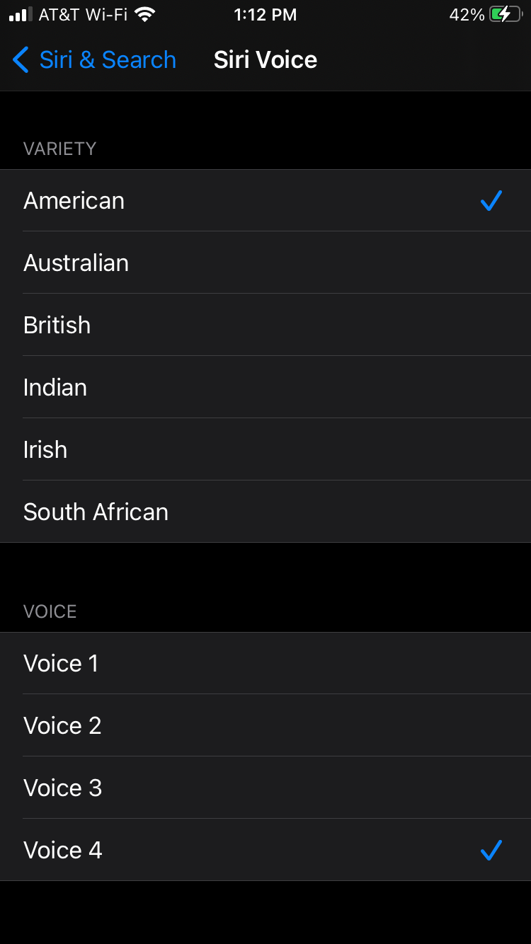 Choosing a different Siri voice