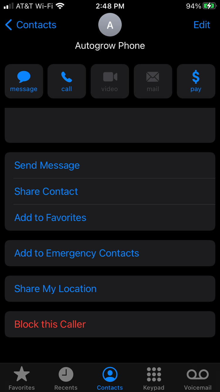 Blocking contact on iPhone