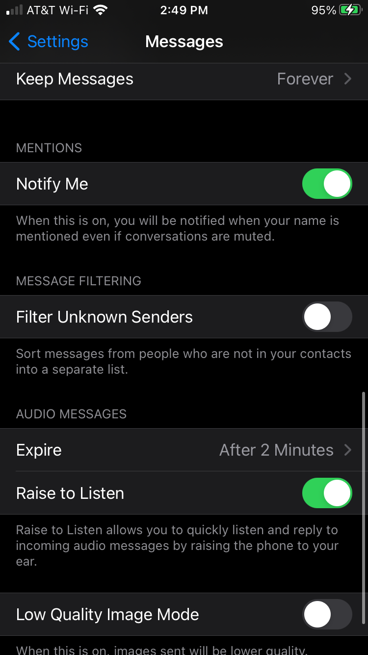 Filtering unknown senders in iPhone