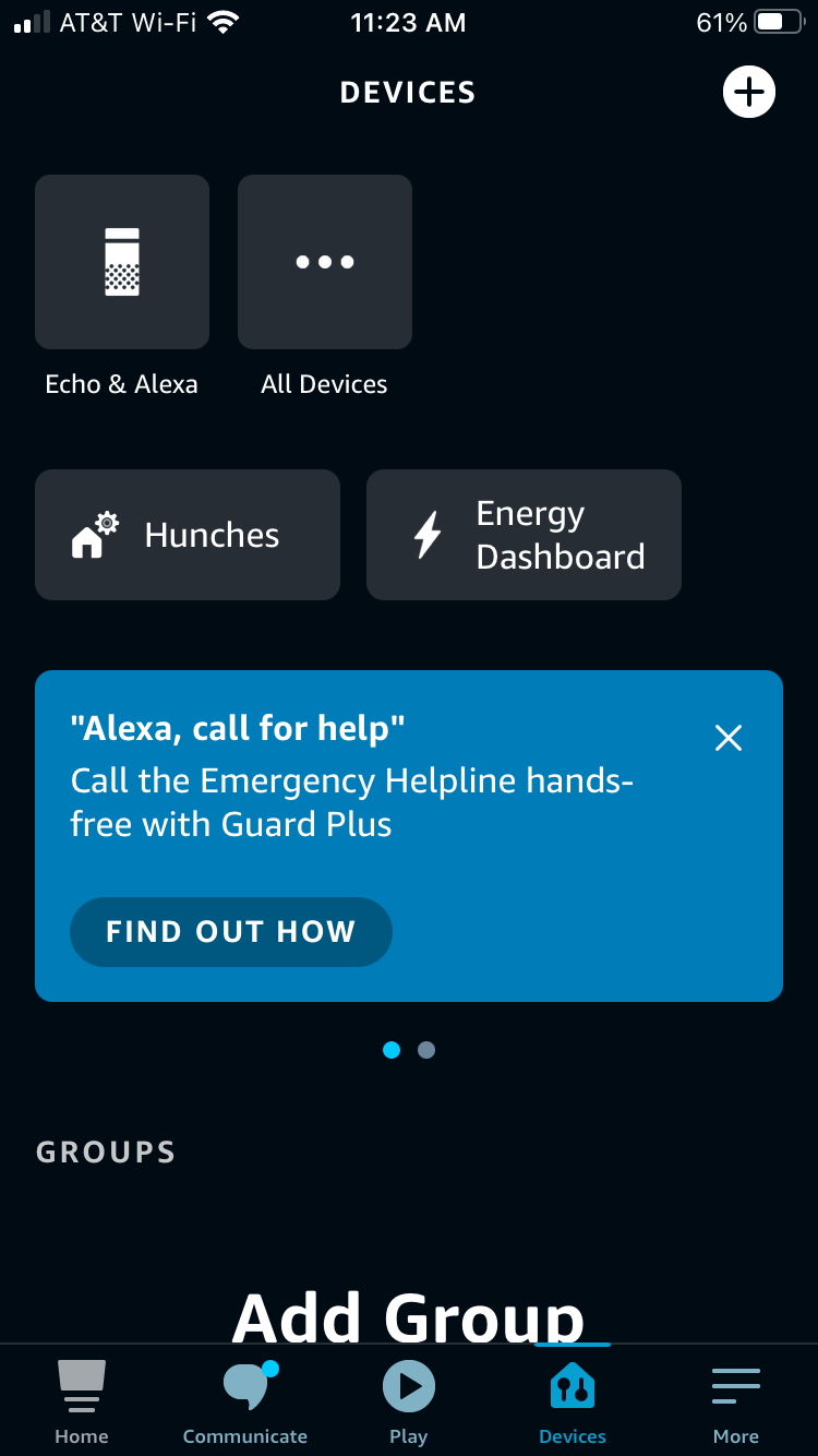 Alexa app dashboard