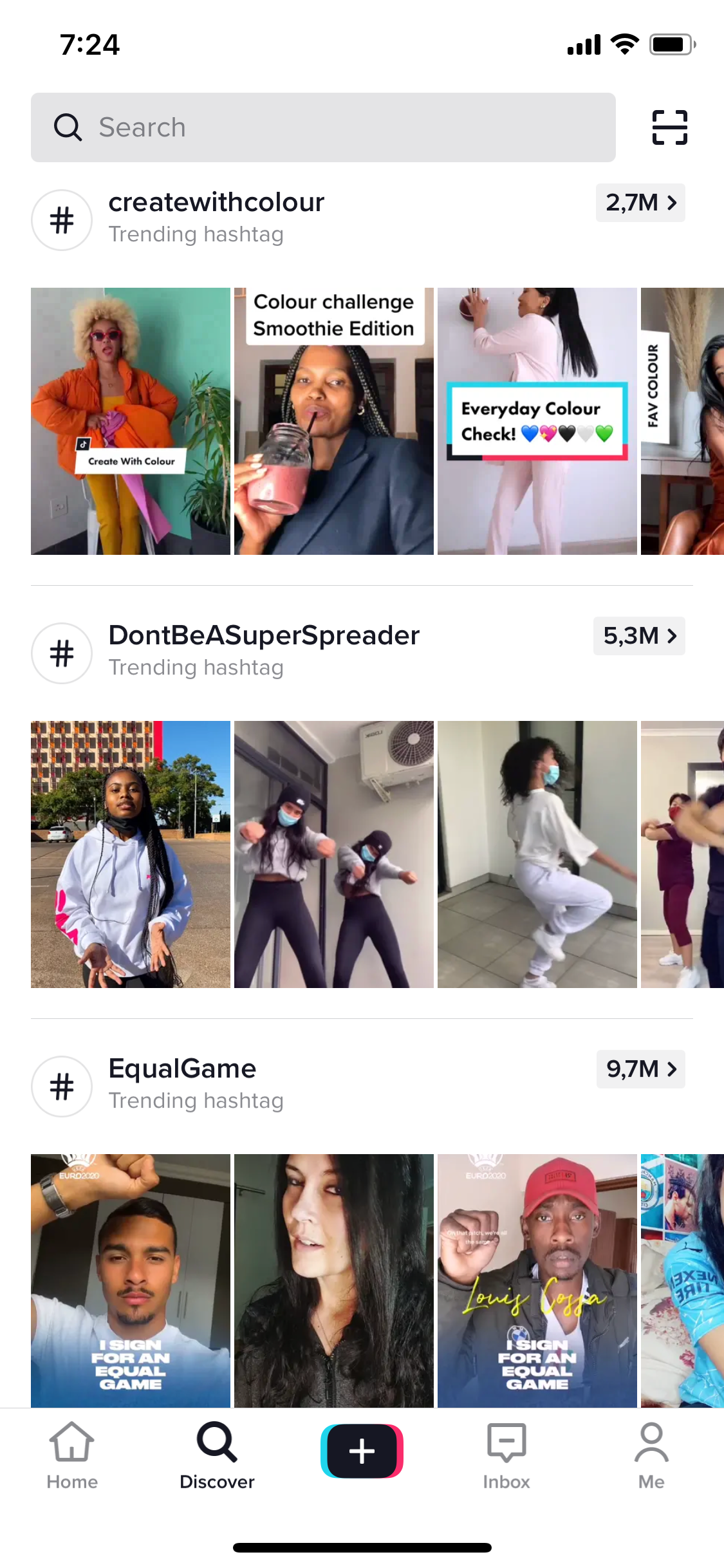 Screenshot showing TikTok trends and challenges page