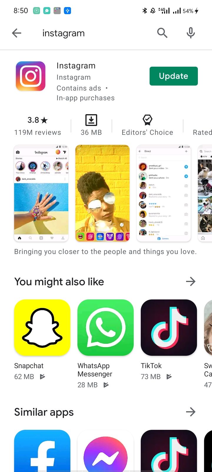 Instagram App Yet to be Updated