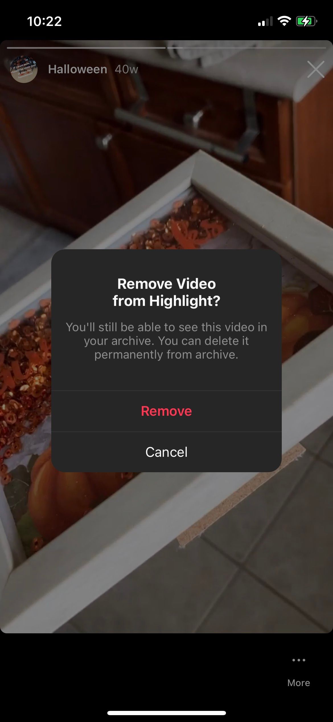 Remove Video from Highlights Instagram Screenshot