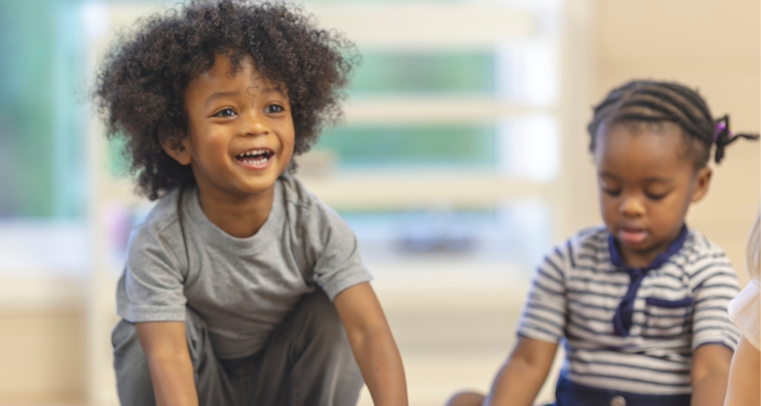 two children playing indoors