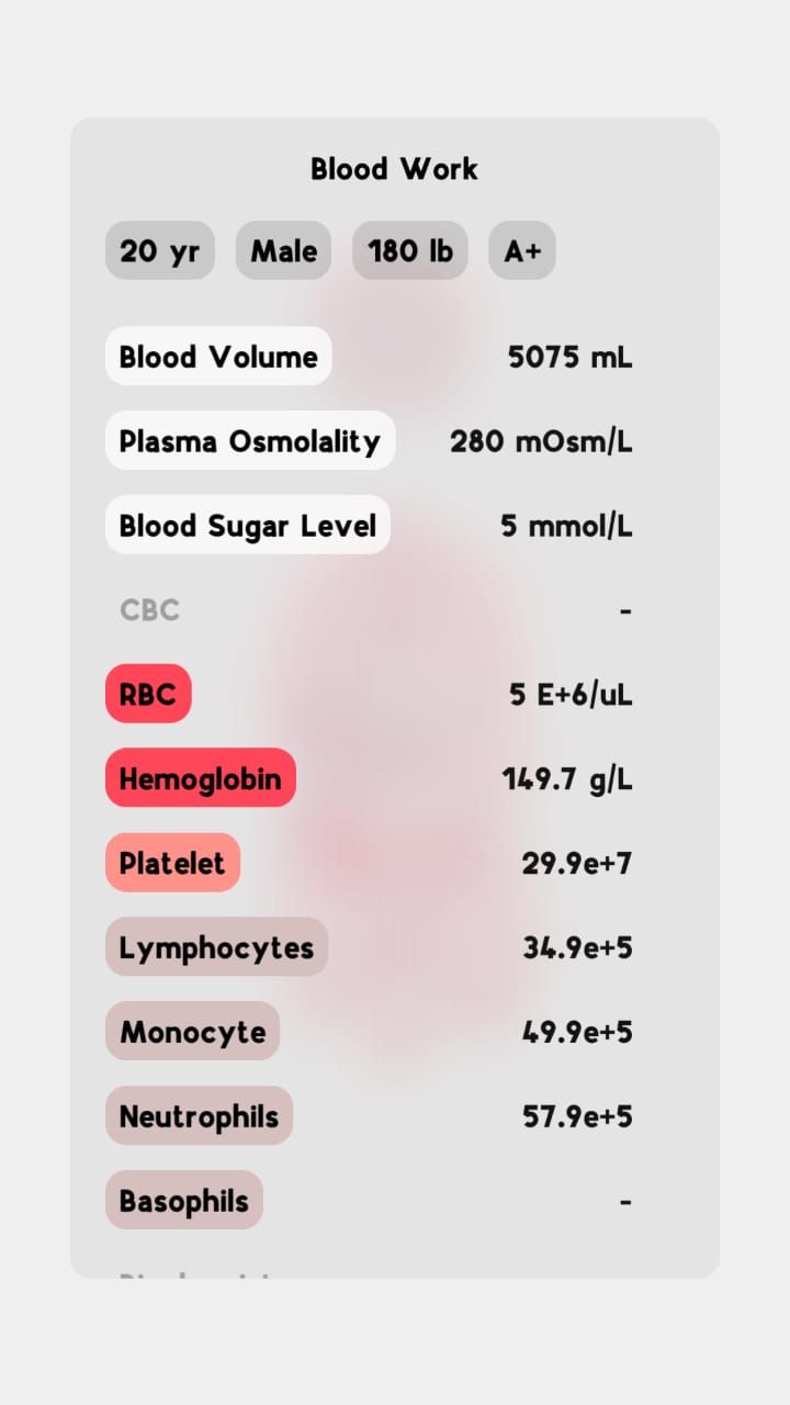 Screenshot of LIFE App - Body Information
