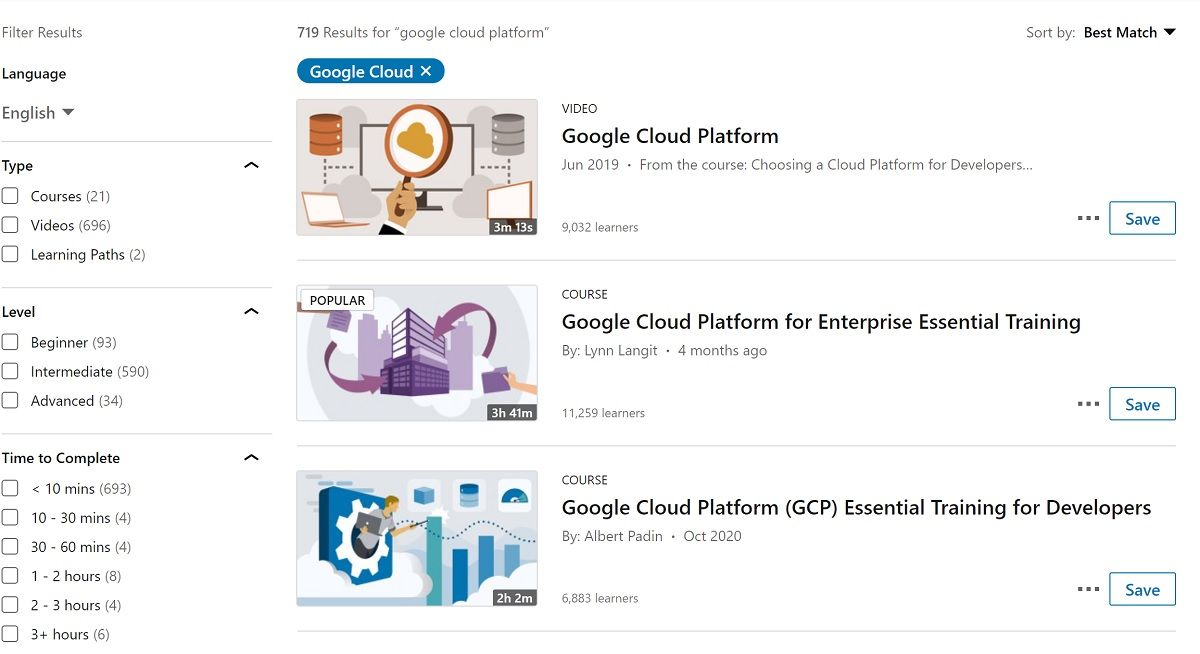 6 unwiderstehliche Lernressourcen zum Beherrschen der Google Cloud Platform - LinkedIn Learning GCP courses