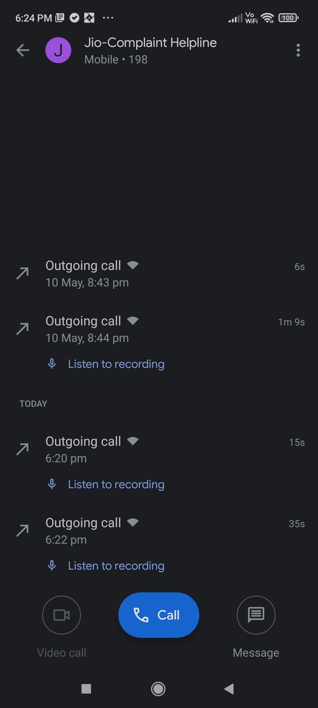Google Phone Listen to call recordings