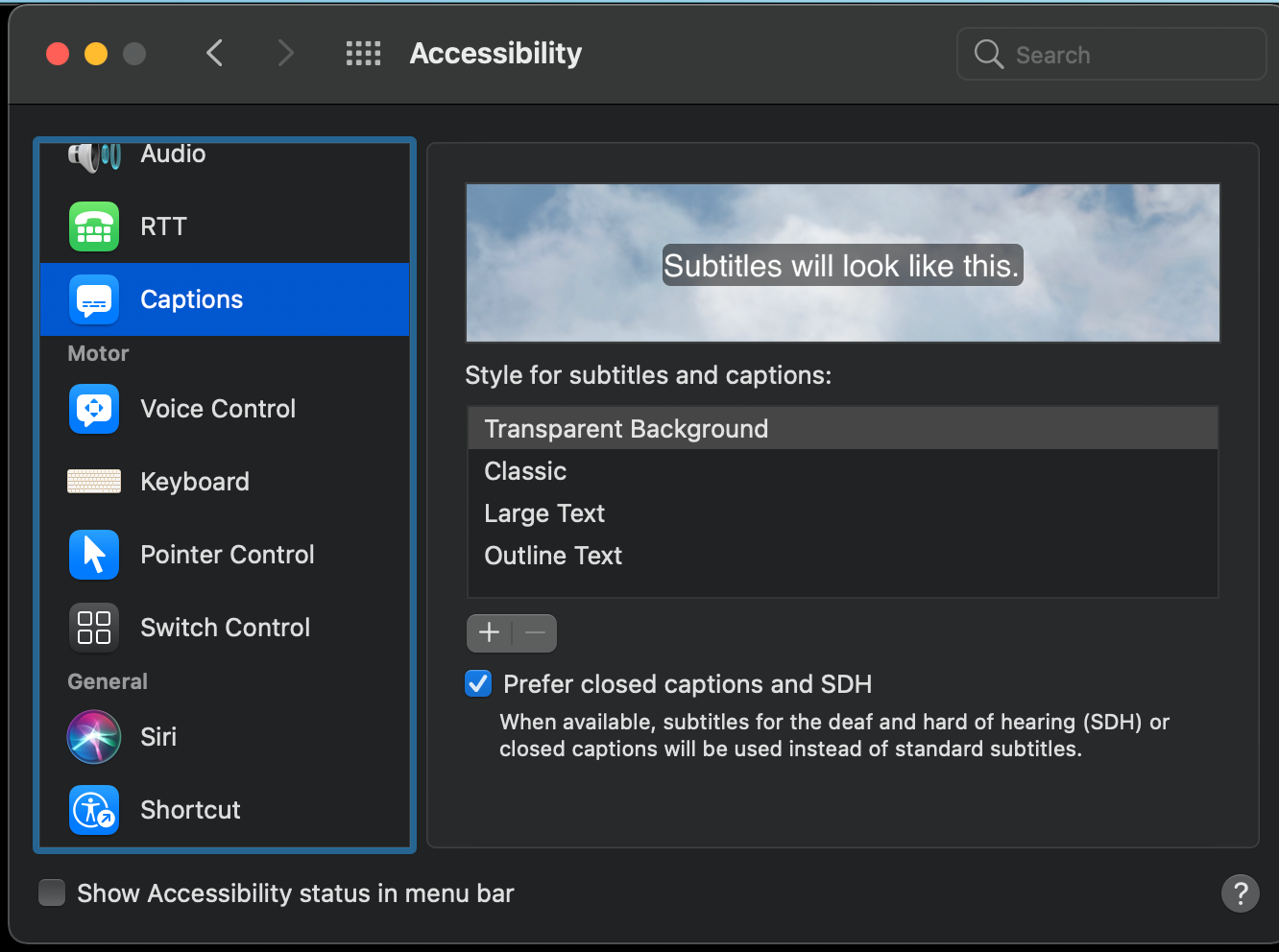 Mac Accessibility Captions