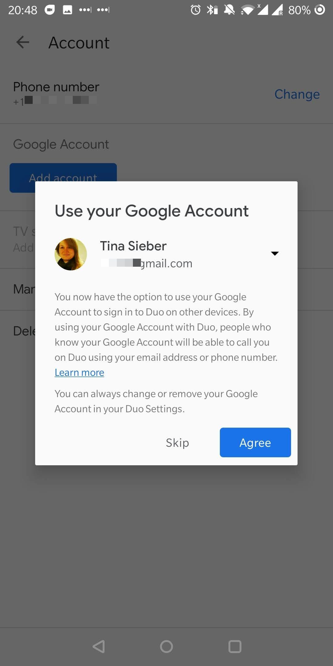 Add account to Google Due