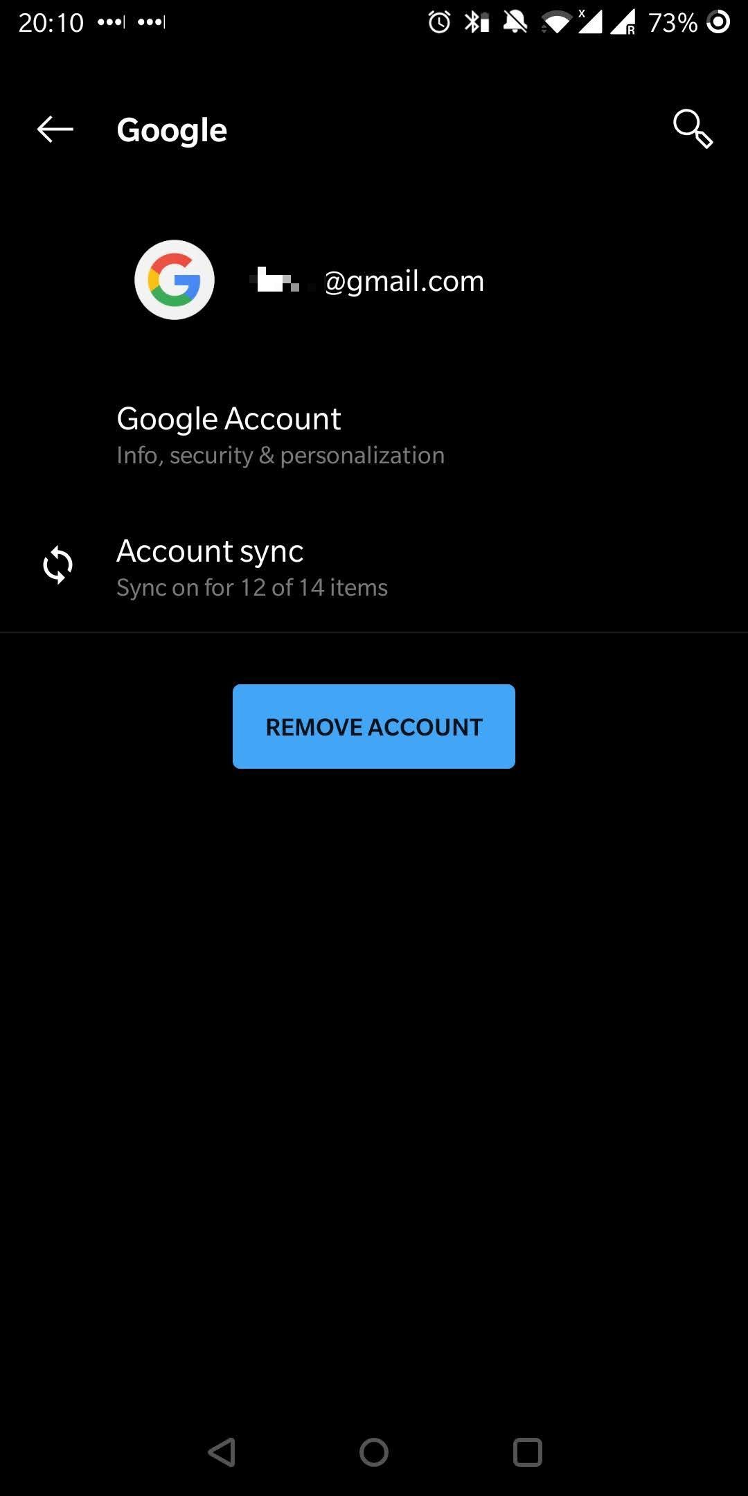 Android Settings remove Google account