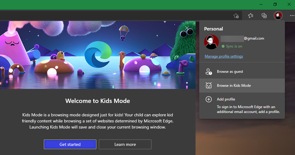 Microsoft Edge Start Kids Mode