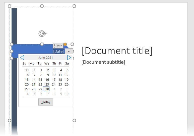 Cover Page - Change Date Field