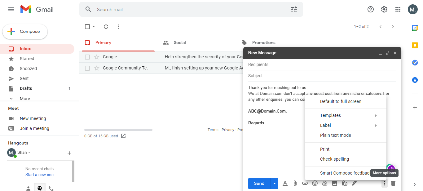 More Options In Gmail Compose Email - Come controllare le email di spam in Gmail con modelli e filtri