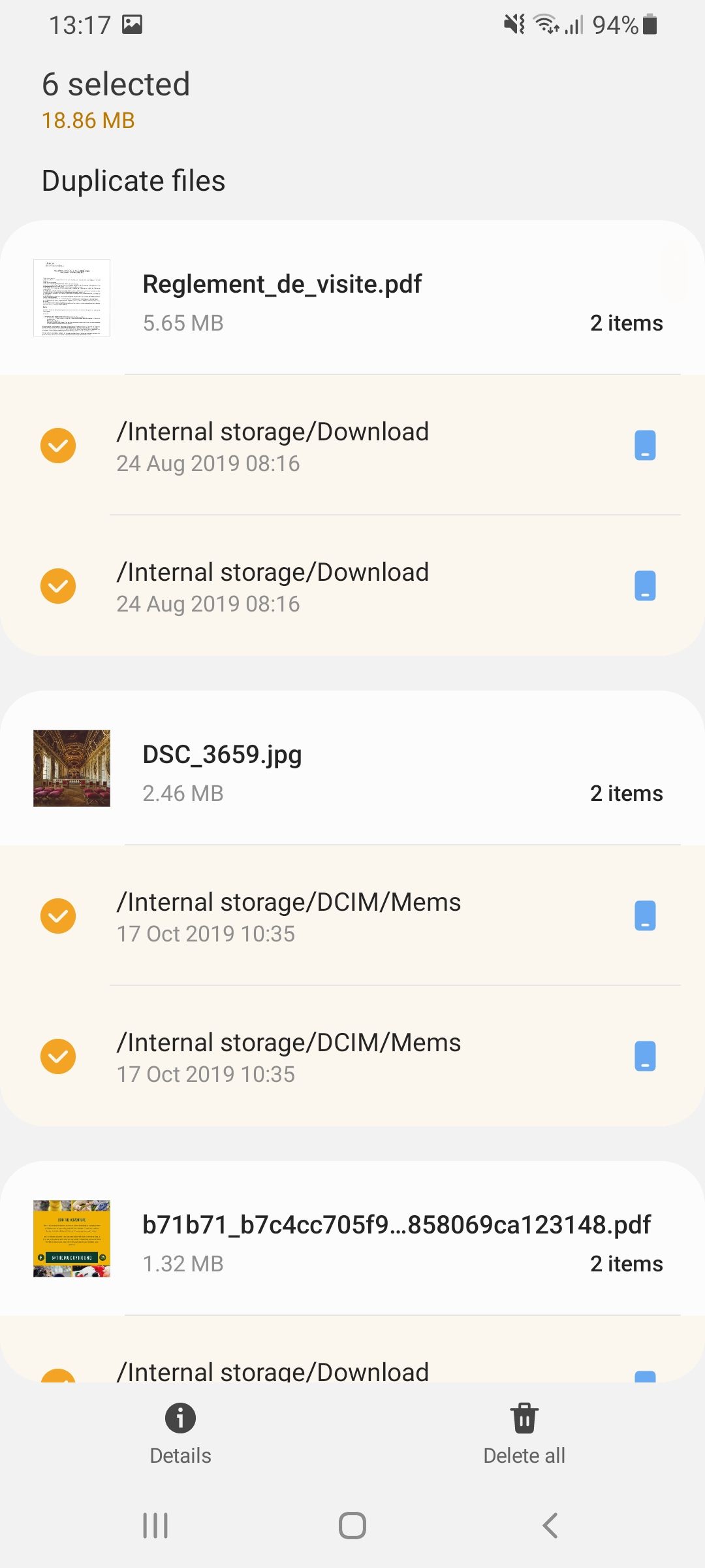 How to delete duplicate content on android