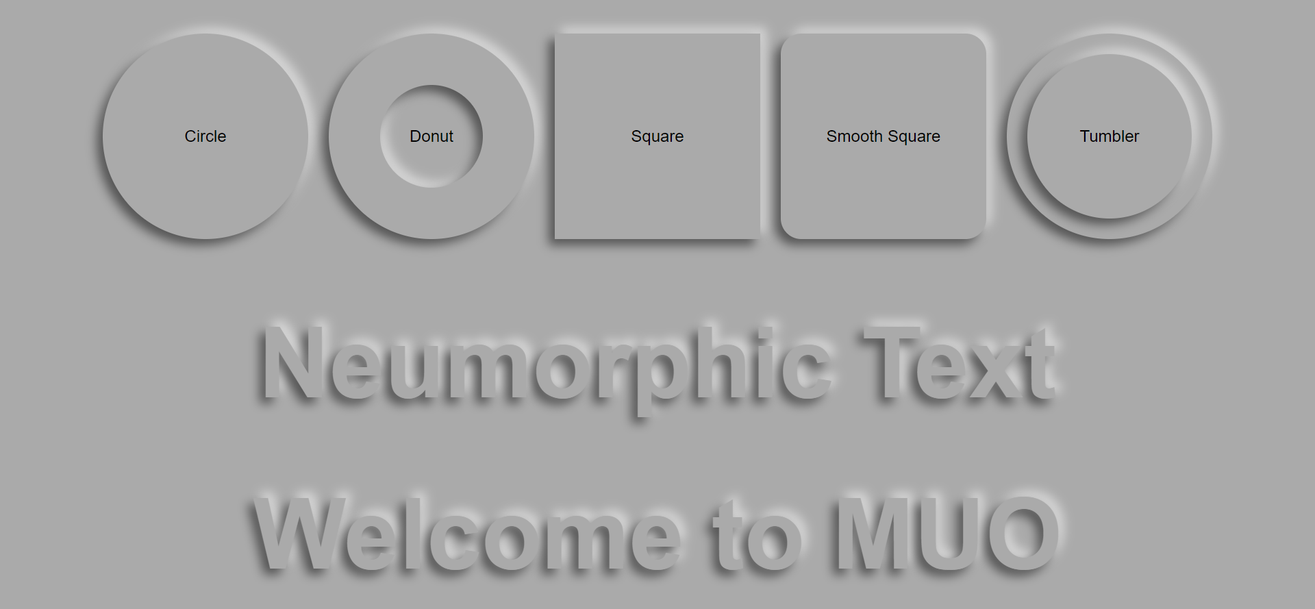 5 neumorphe Designkomponenten in HTML, CSS und JavaScript - Neumorphic Text and Shapes