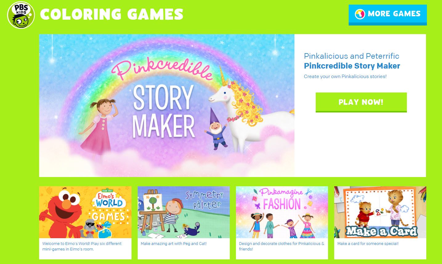 PBS Kids Coloring Games - online art games for kids