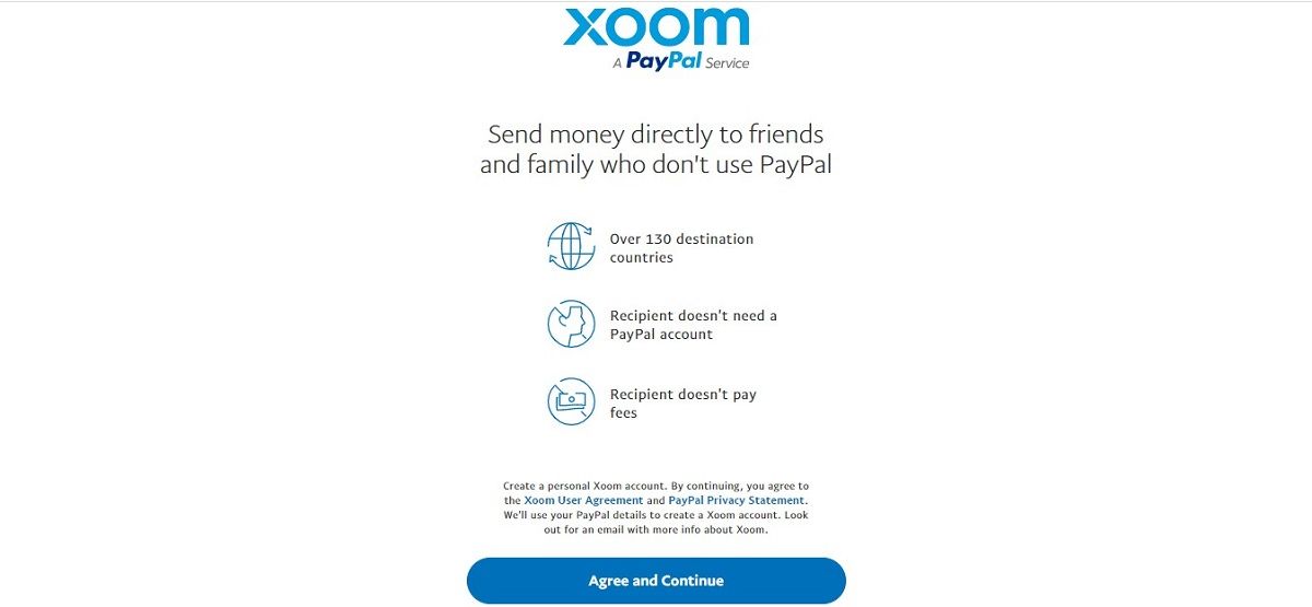Creating a Xoom account