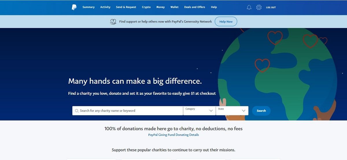 Donate to charities with PayPal