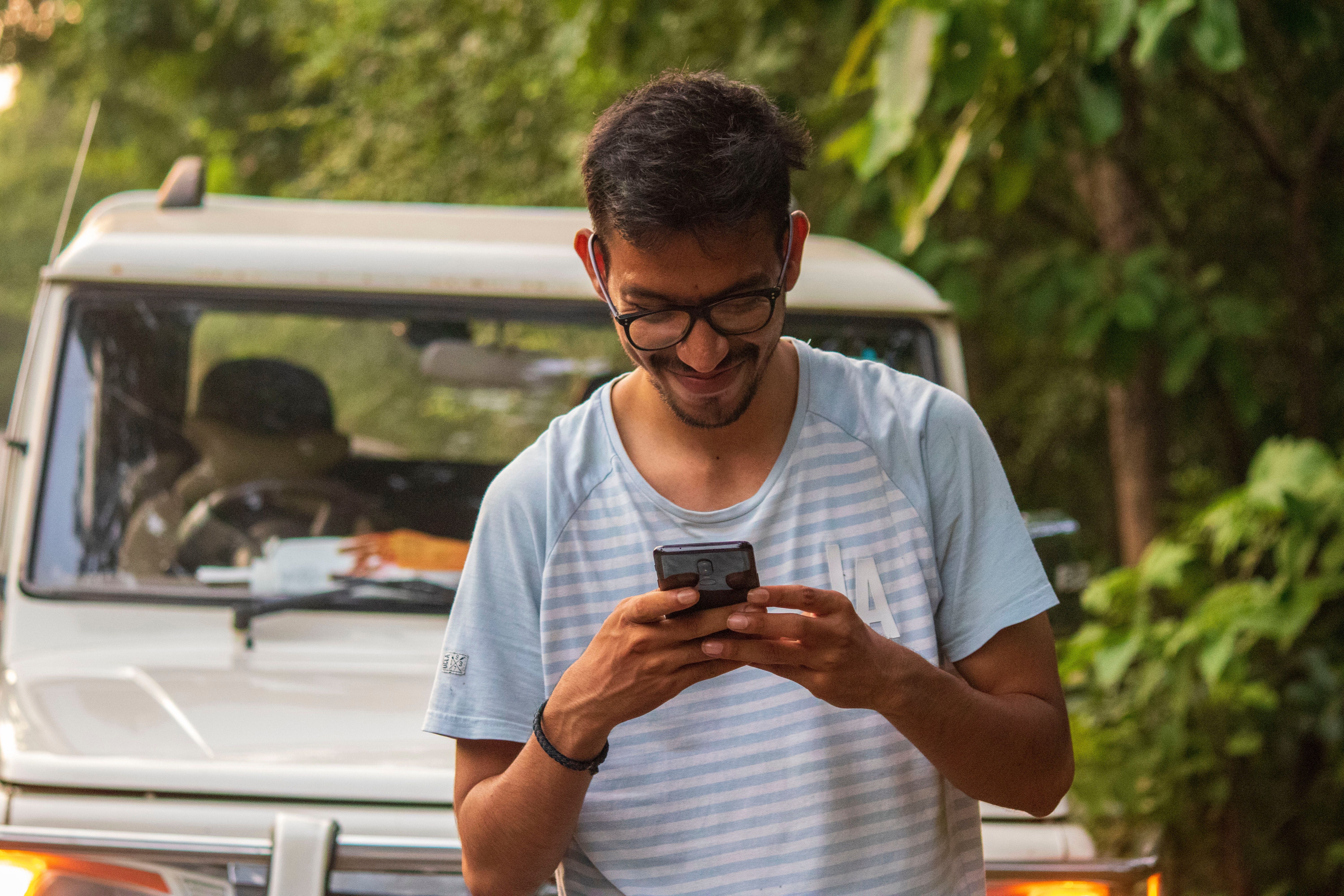 Person texting on a phone