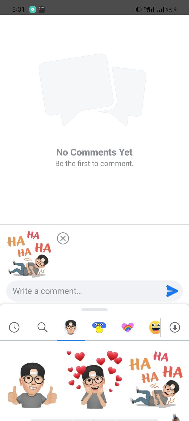 Personalized Sticker Selected To Use In Comments On Facebook