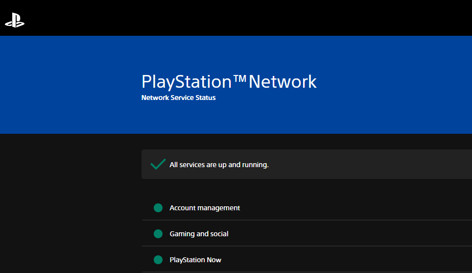 PlayStation Network Service Page