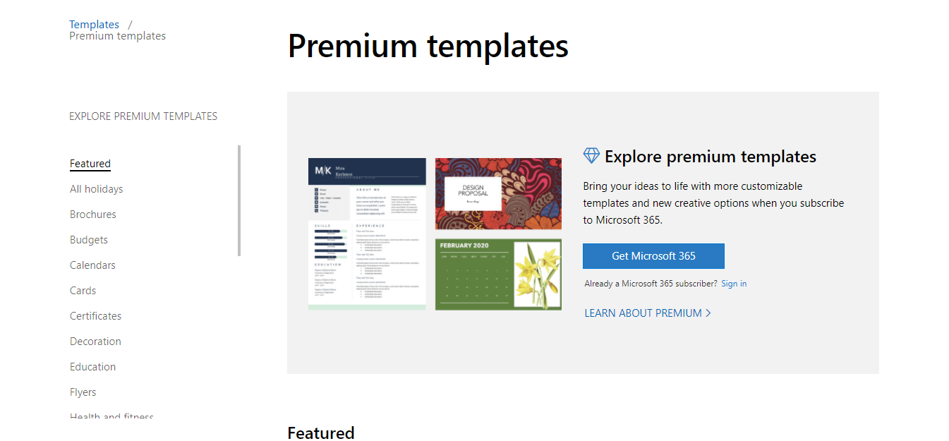 Premium Excel Templates on Microsoft Website