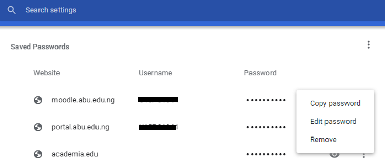 Remove saved password desktop Chrome