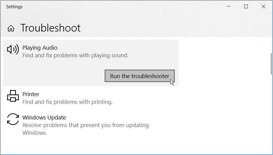 microsoft audio troubleshooter