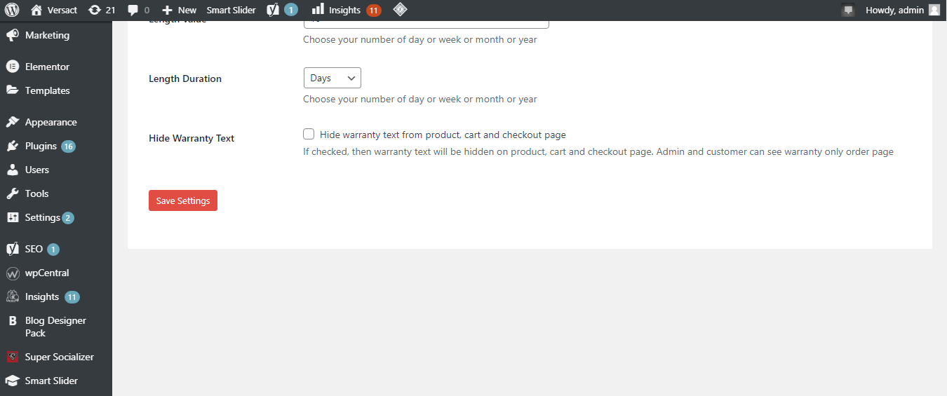 Save Button To Apply New Settings In WordPress