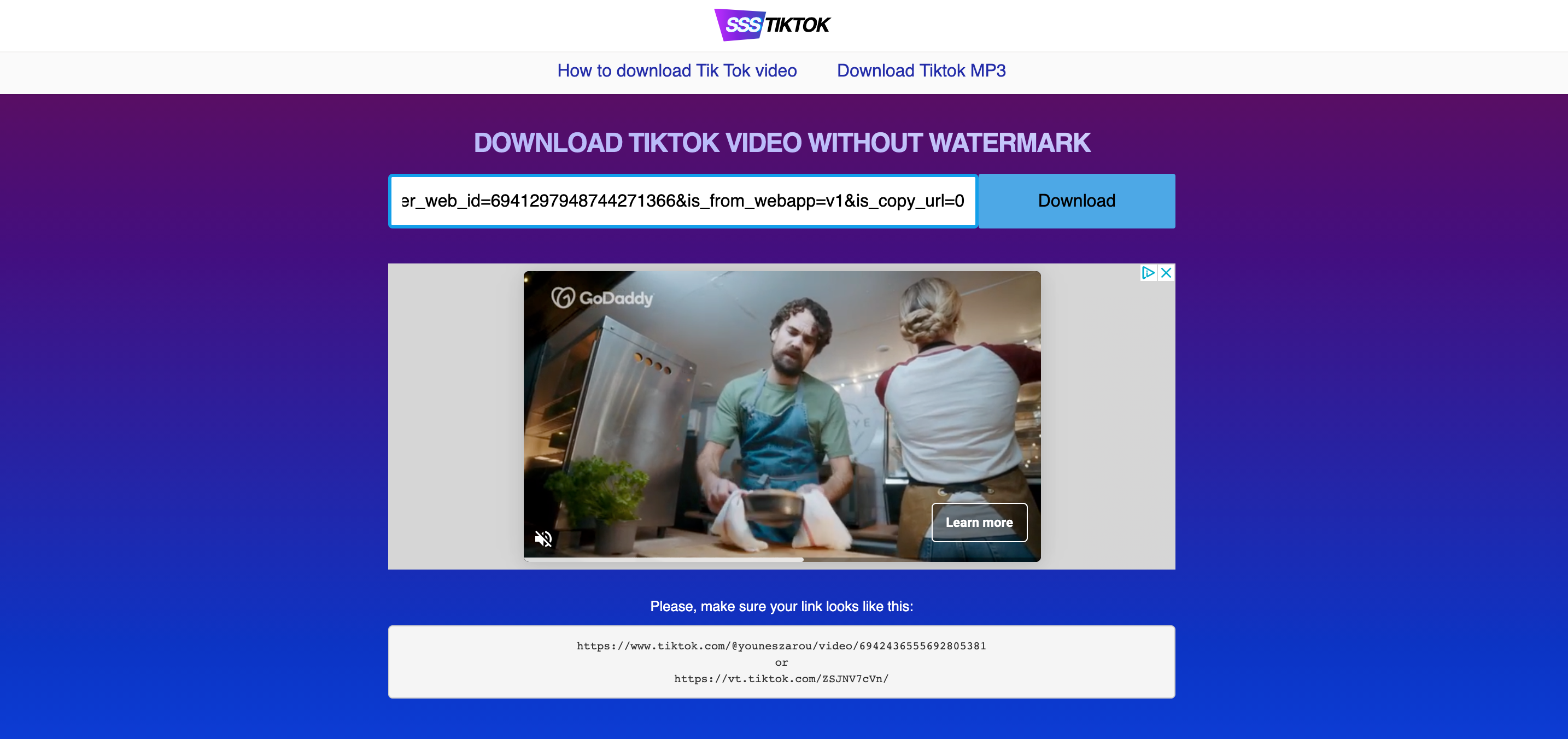 tiktok download url