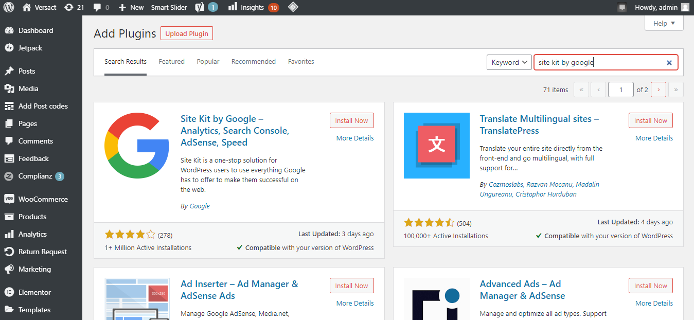 Searching Plugin In WordPress Dashboard
