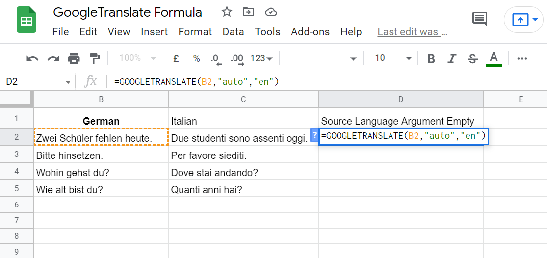 Setting One Argument As Auto in GoogleTranslate Function in Google Sheets