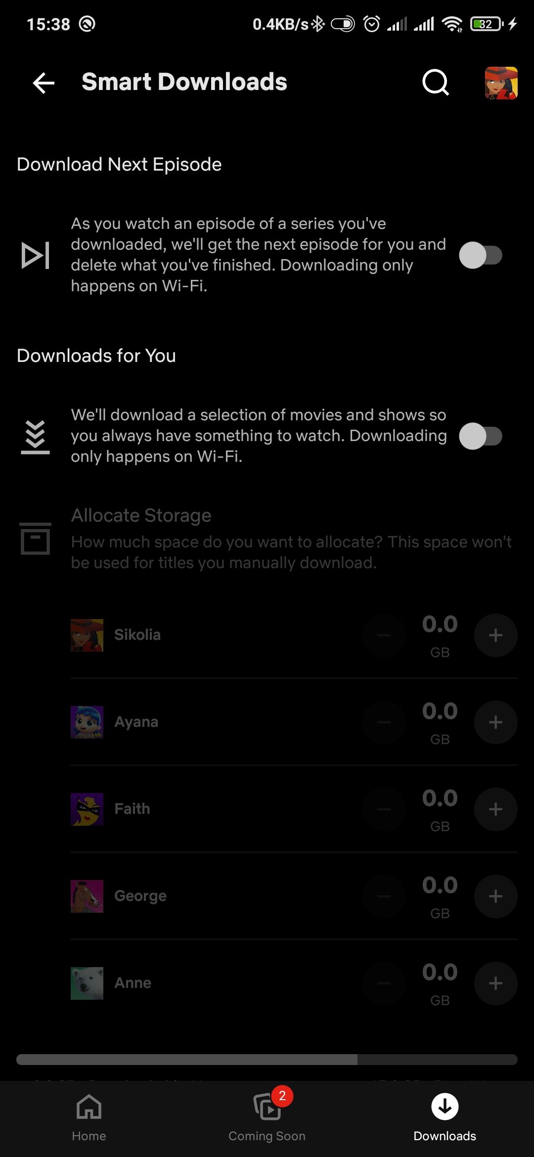 Smart downloads disabled on Netflix android