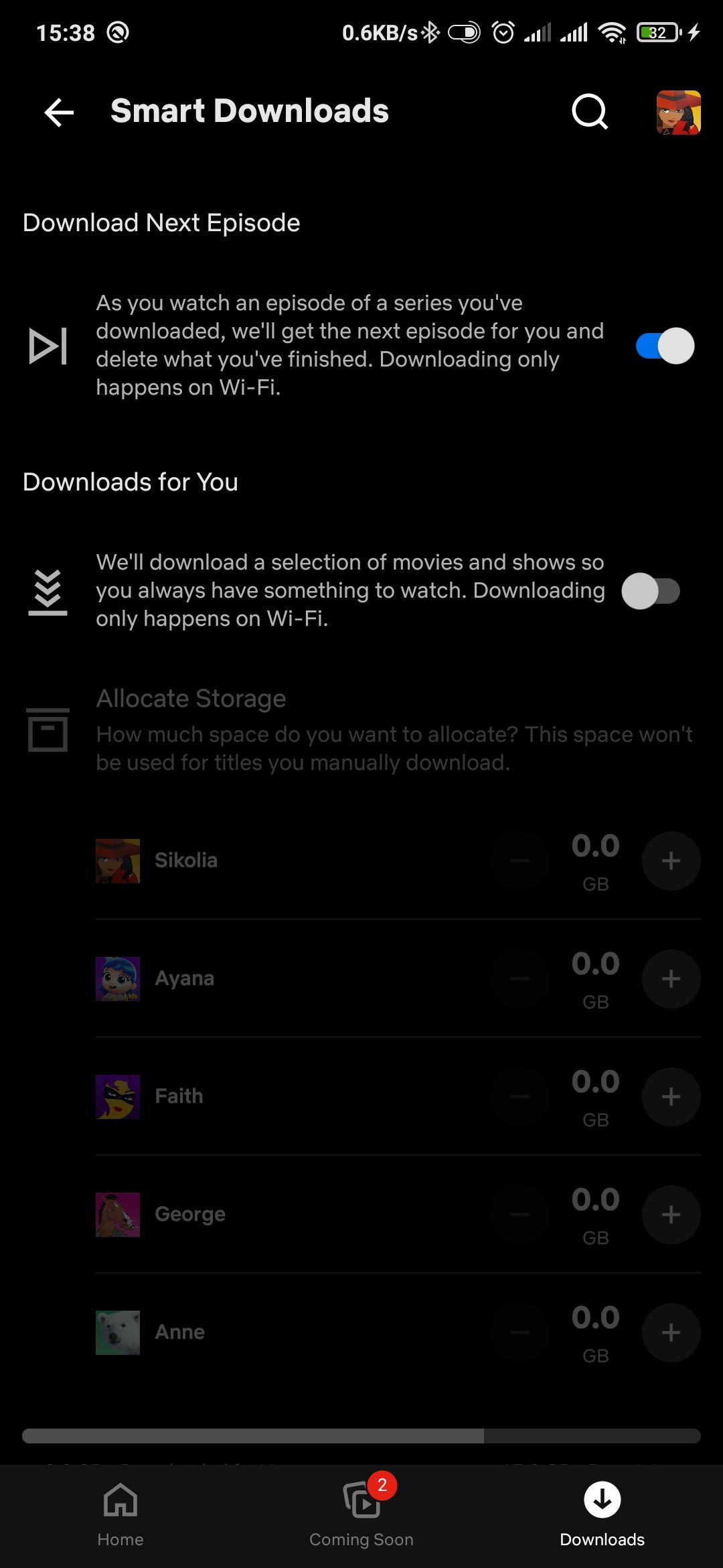 Smart downloads enabled on Netflix android