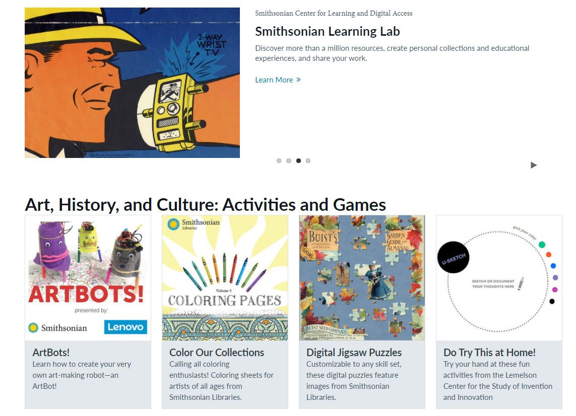 Smithsonian for Kids and Teens - online art games for kids