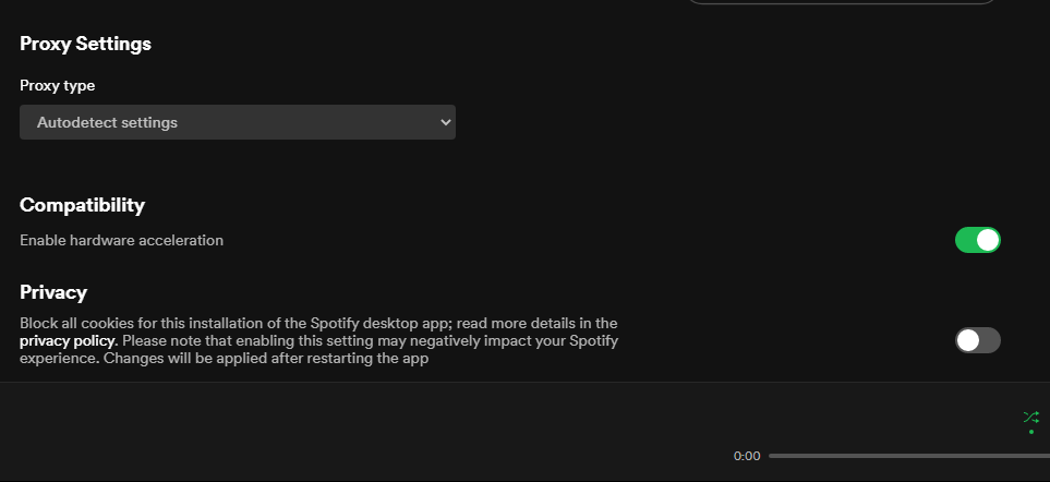 mac proxy settings for spotify