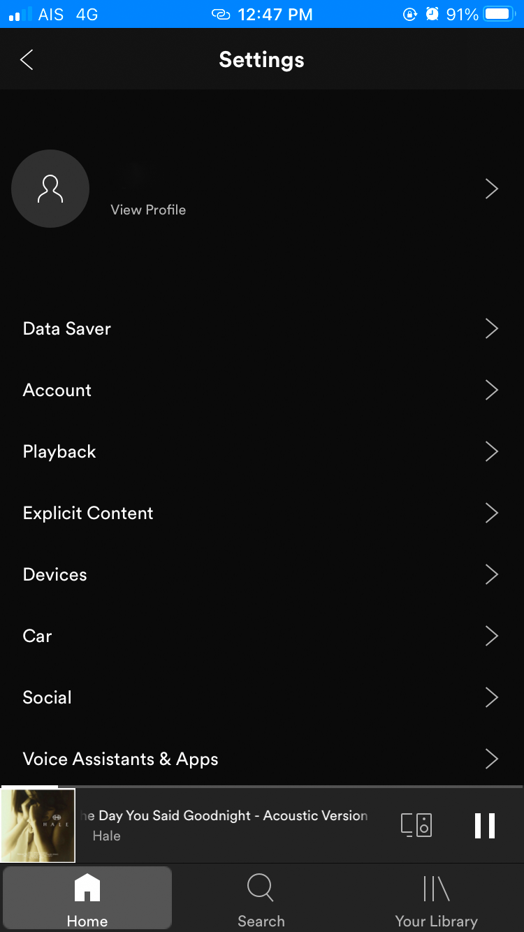  Page des Paramètres Spotify