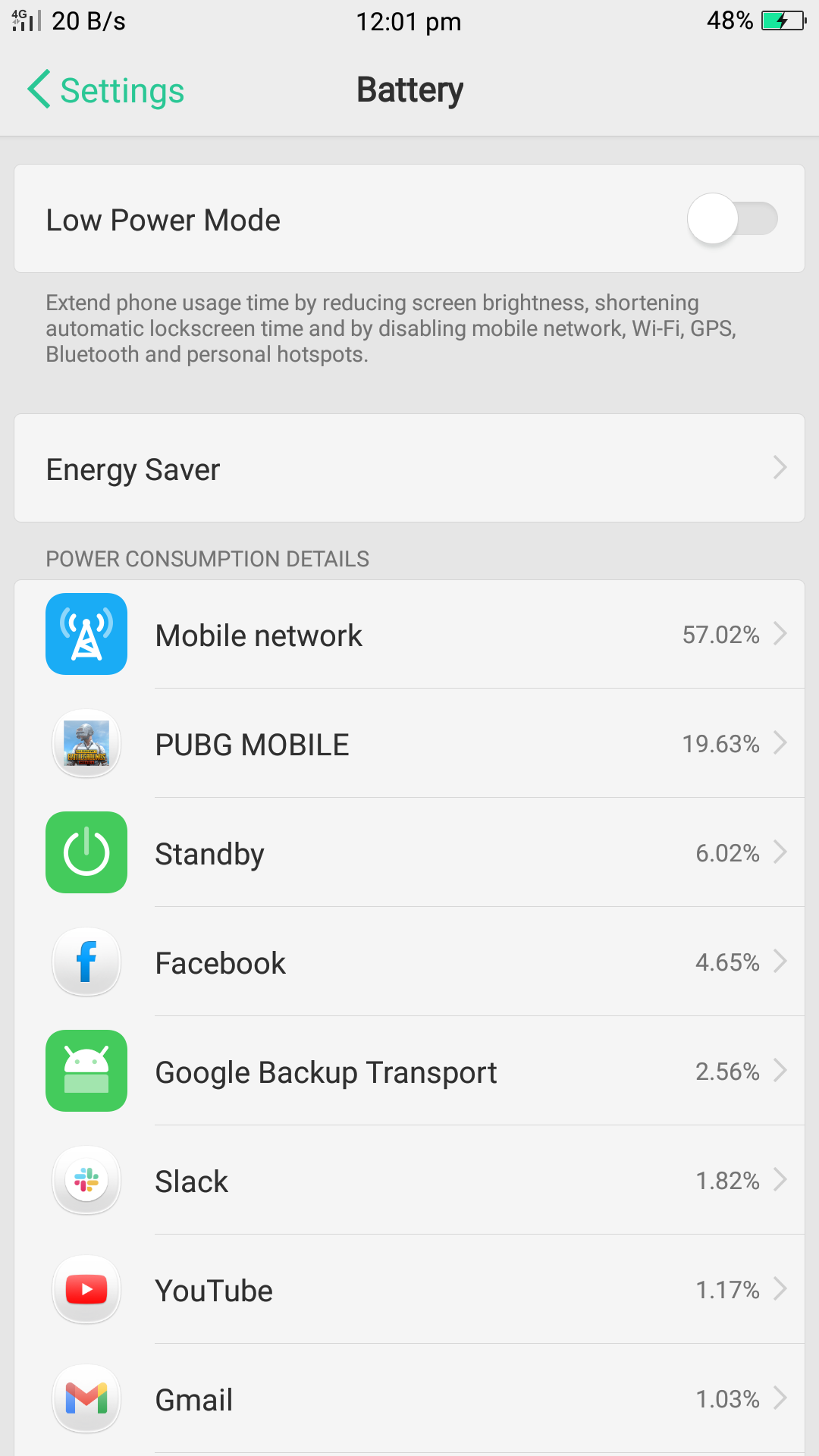 Stock Android Battery Optimization Settings