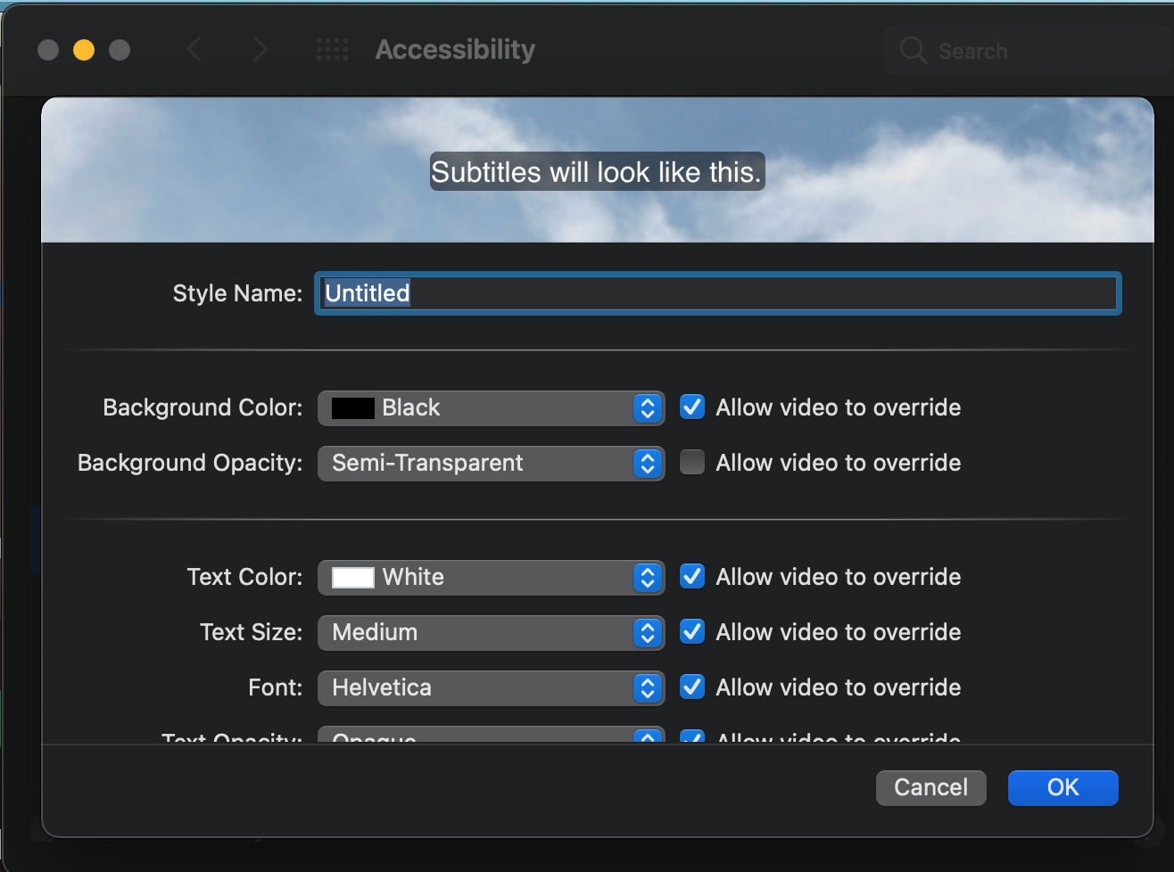 Subtitle Customization on Mac