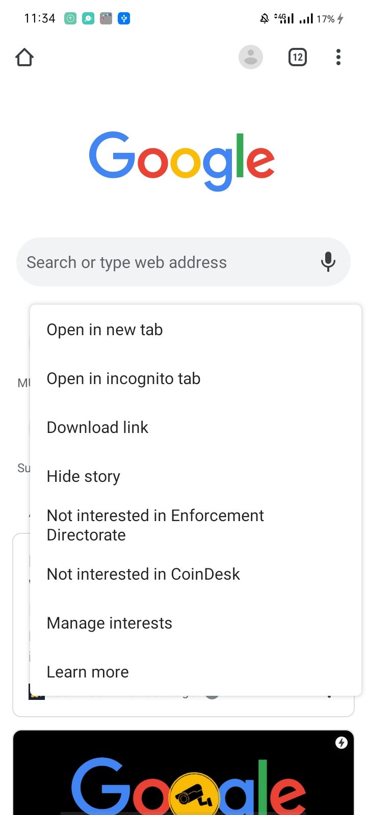 Suggested Articles Settings in Chrome