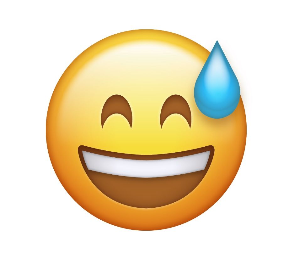 smiling sweating emoji face