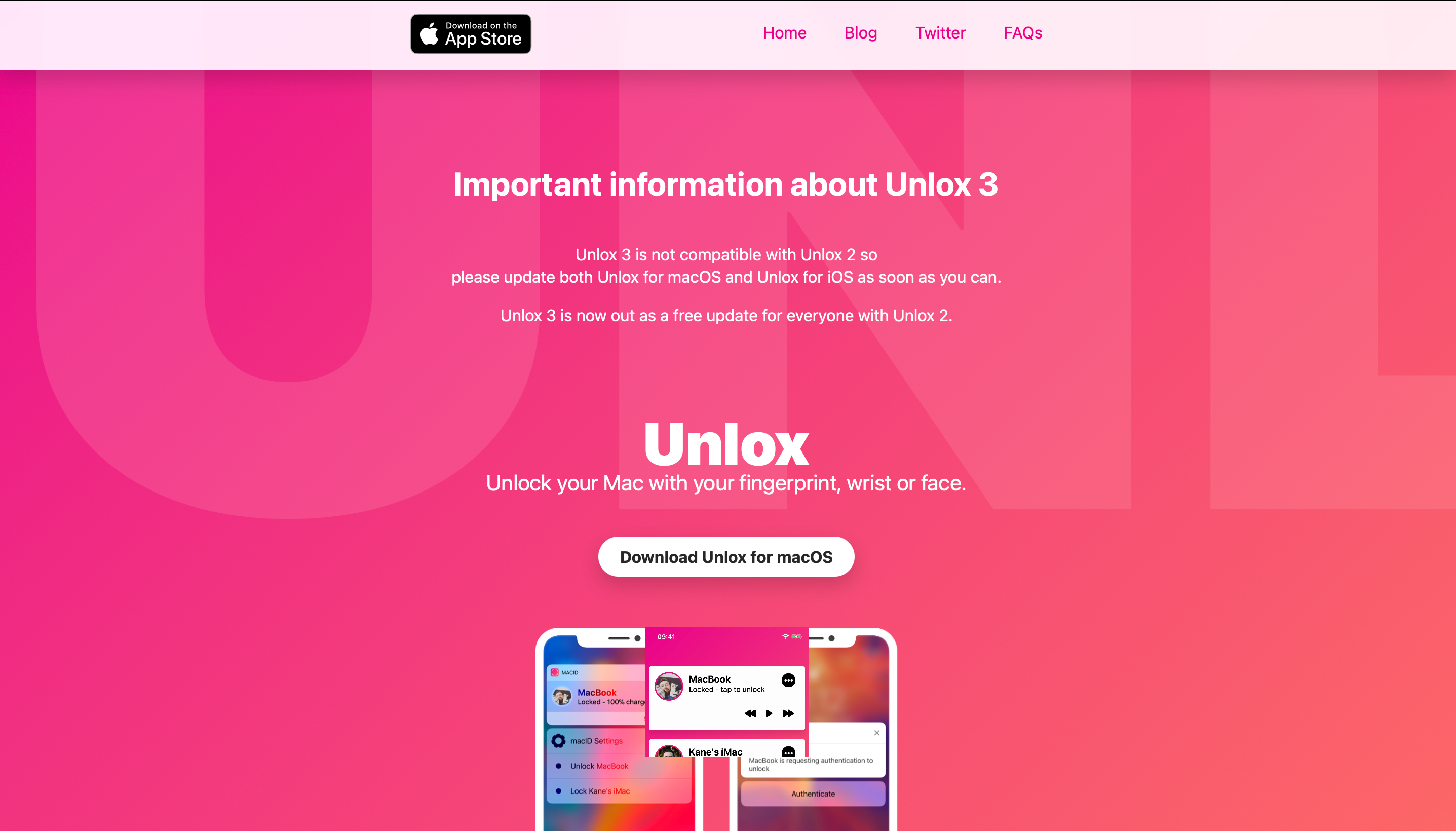 Tether/Unlox Homepage