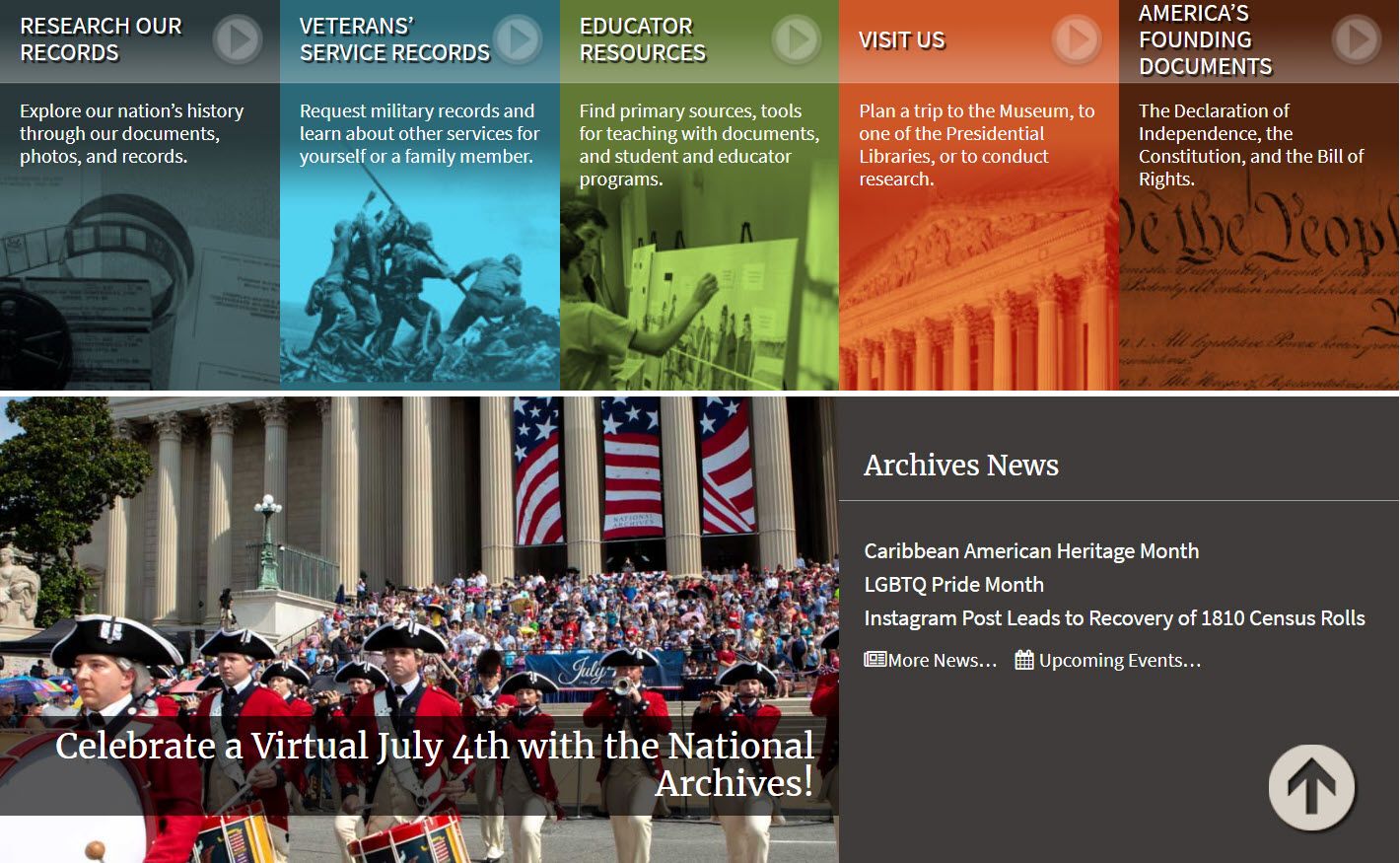 The National Archives and Records Administration website