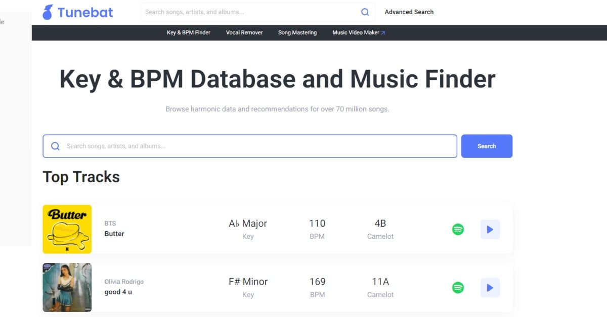 Die 7 besten Tools zur Identifizierung von Song-Keys - Tunebat 3