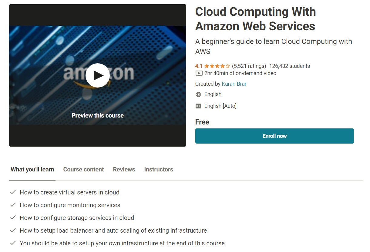 Udemy Free Course Cloud Computing With Amazon Web Services