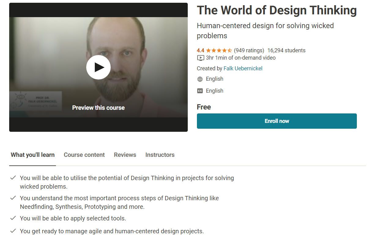 Udemy Free Course Design Thinking