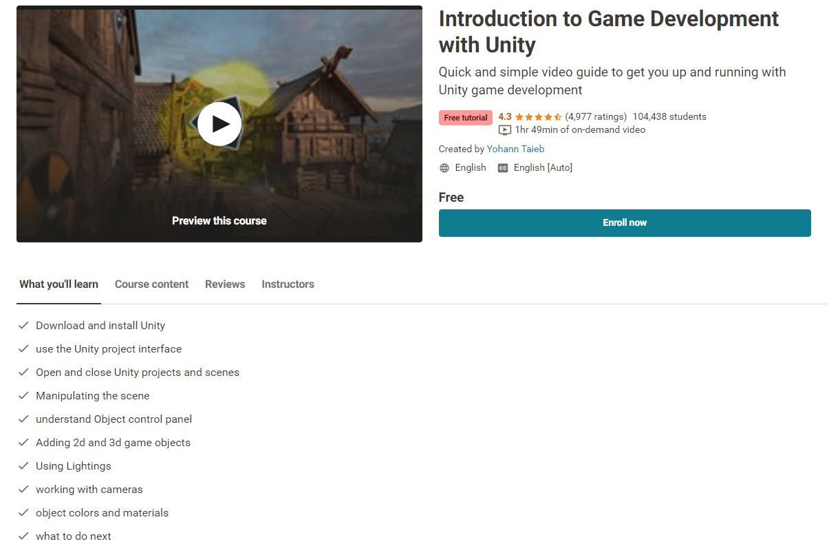 Udemy Free Course Game Development with Unity