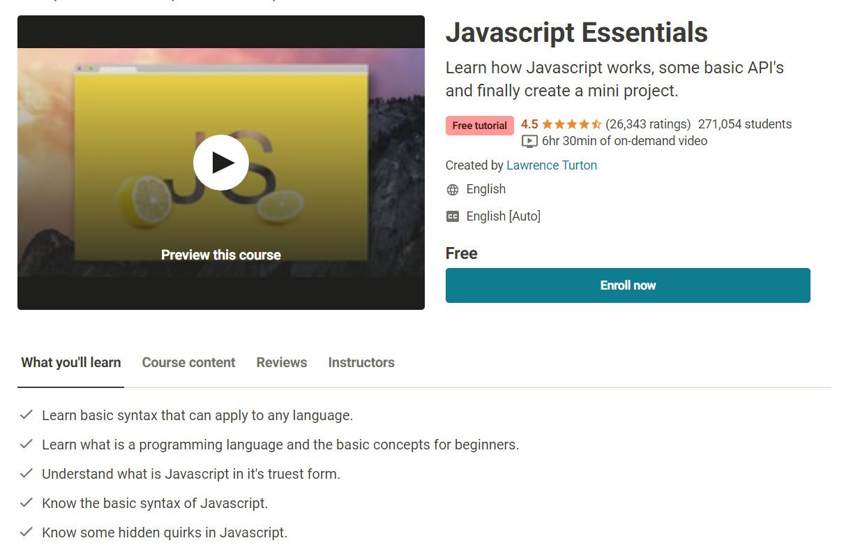 Udemy Free Course Javascript Essentials