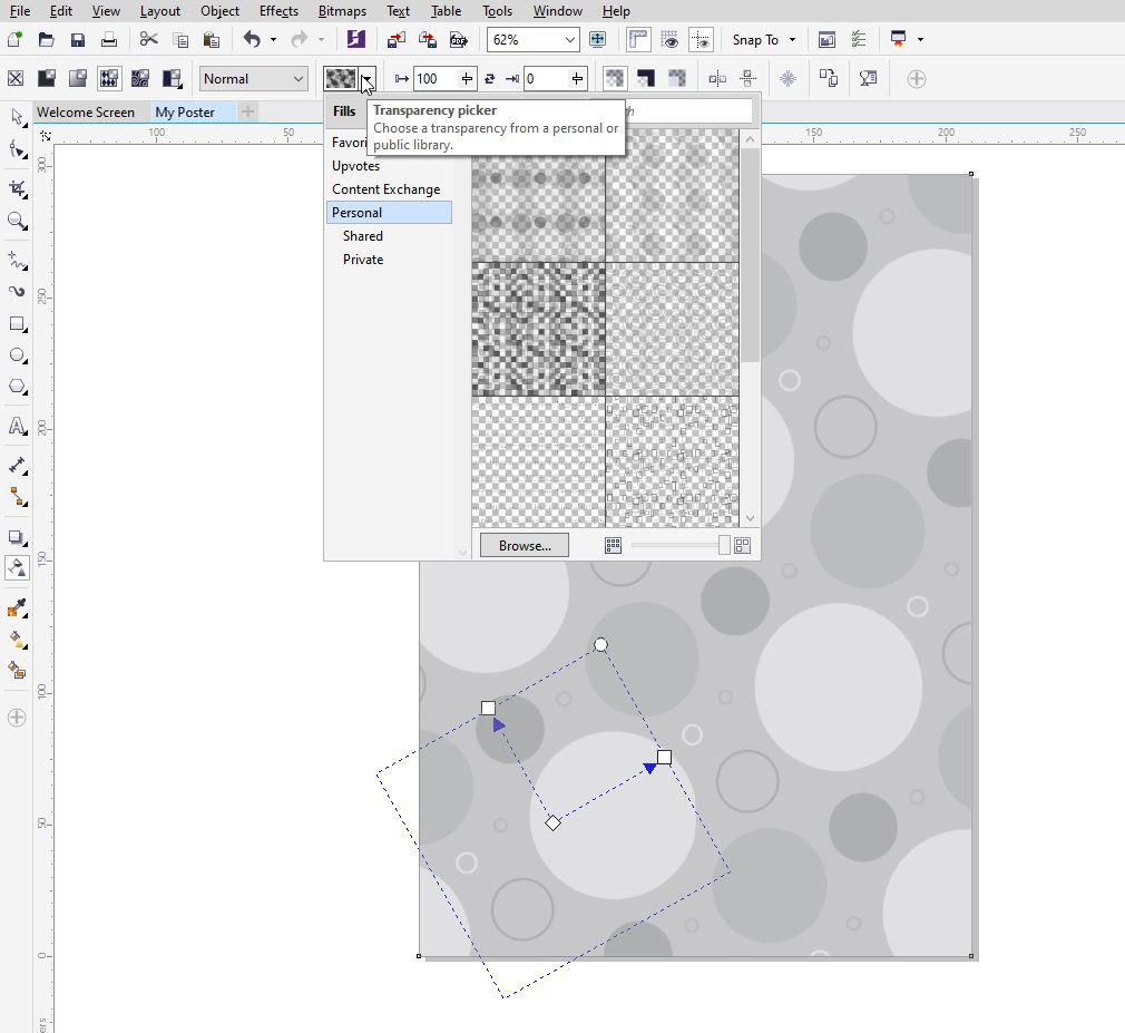 Using the patterns in coreldraw