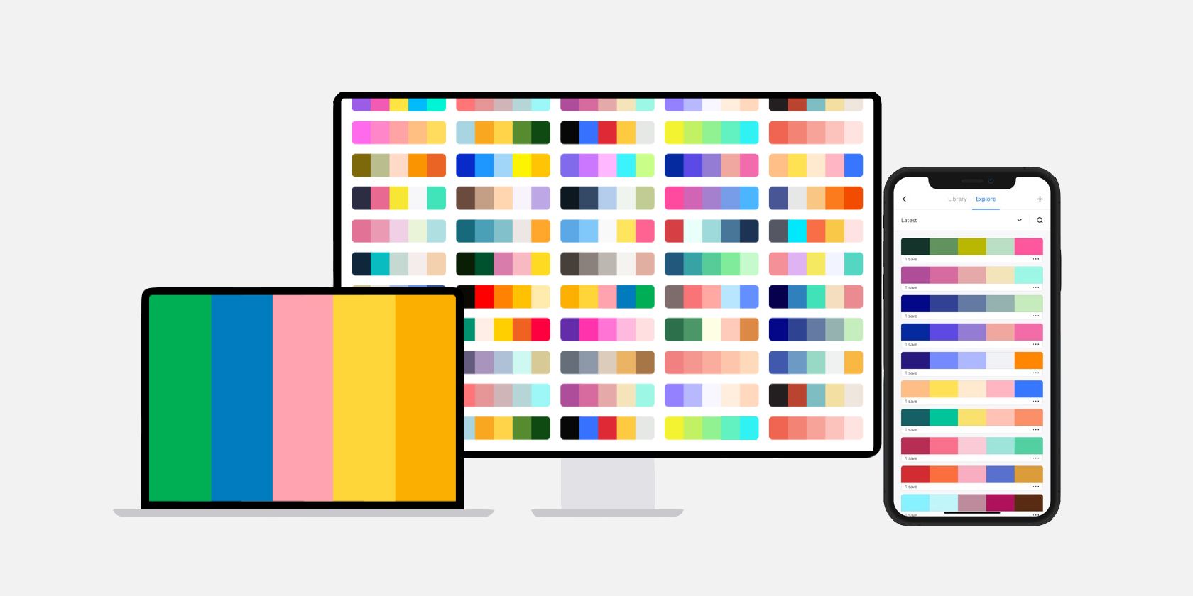 different gadgets showing website color schemes